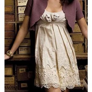 Anthropologie Antiquarian Lace Rosette Dress